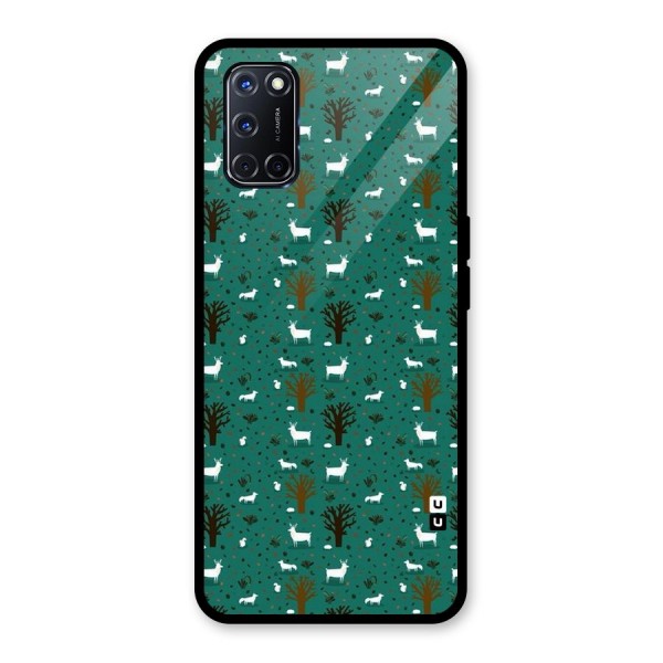 Animal Grass Pattern Glass Back Case for Oppo A52