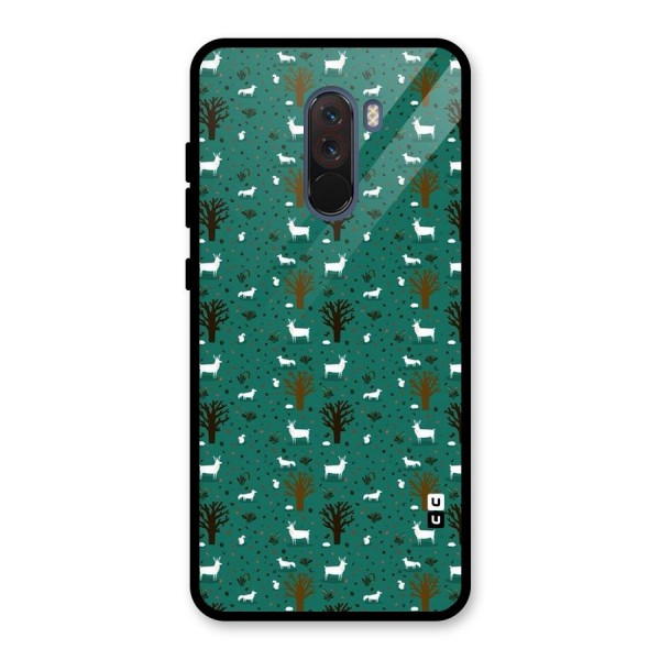 Animal Grass Pattern Glass Back Case for Poco F1