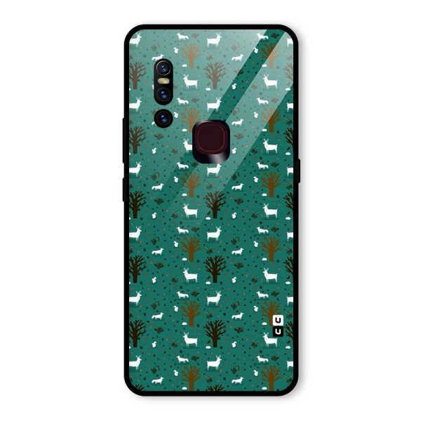 Animal Grass Pattern Glass Back Case for Vivo V15