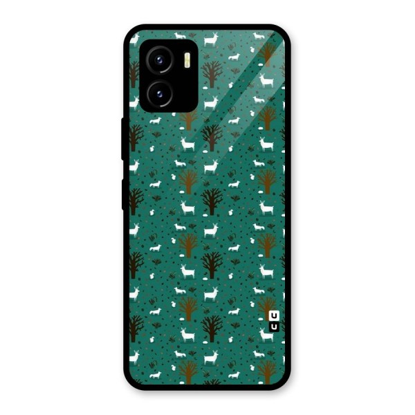 Animal Grass Pattern Glass Back Case for Vivo Y15s