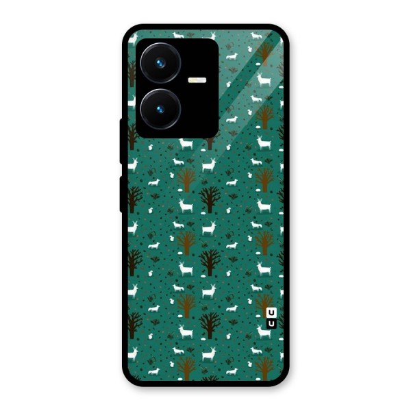 Animal Grass Pattern Glass Back Case for Vivo Y22