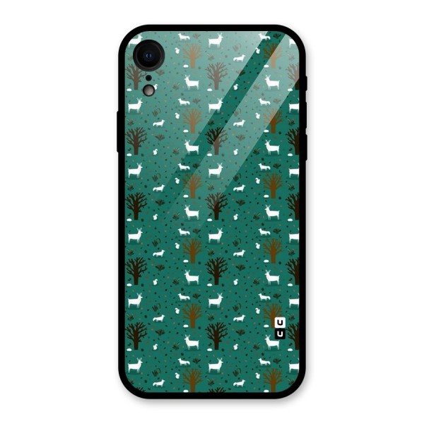 Animal Grass Pattern Glass Back Case for XR