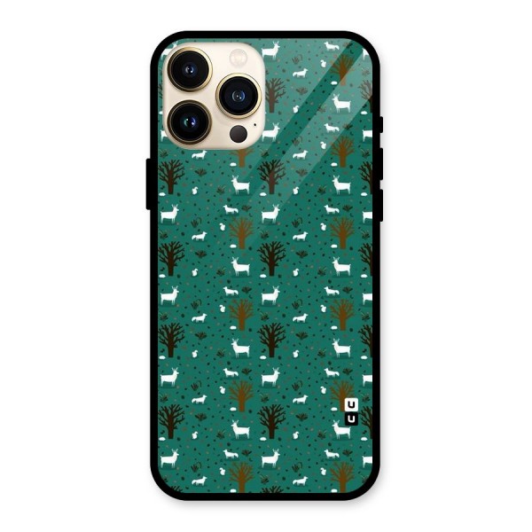 Animal Grass Pattern Glass Back Case for iPhone 13 Pro Max