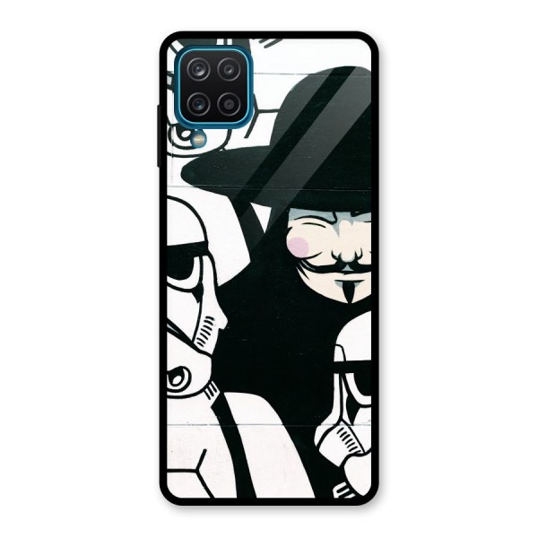 Anonymous Hat Glass Back Case for Galaxy A12