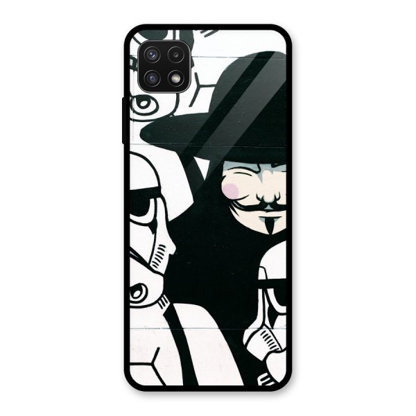 Anonymous Hat Glass Back Case for Galaxy A22 5G