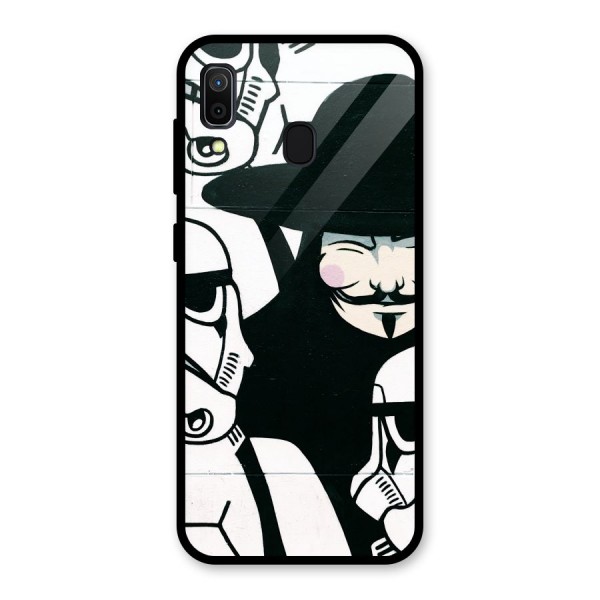 Anonymous Hat Glass Back Case for Galaxy A30