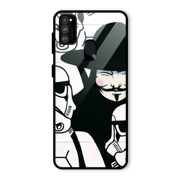 Anonymous Hat Glass Back Case for Galaxy M21