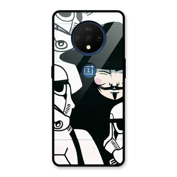 Anonymous Hat Glass Back Case for OnePlus 7T