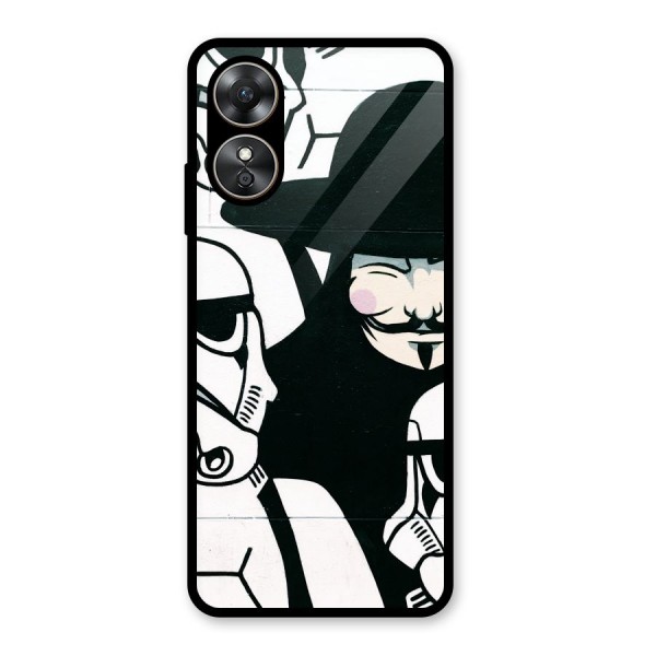 Anonymous Hat Glass Back Case for Oppo A17