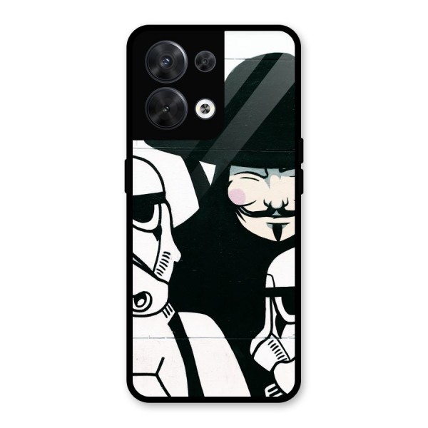 Anonymous Hat Glass Back Case for Oppo Reno8 5G