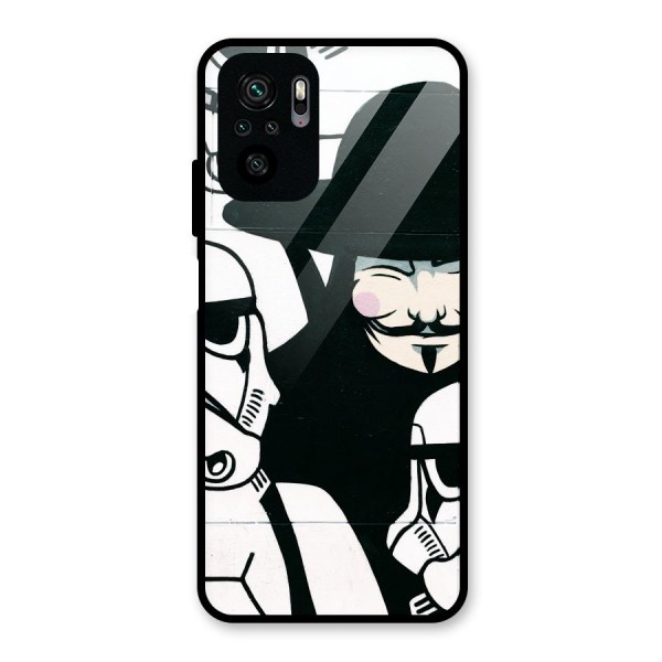 Anonymous Hat Glass Back Case for Redmi Note 10