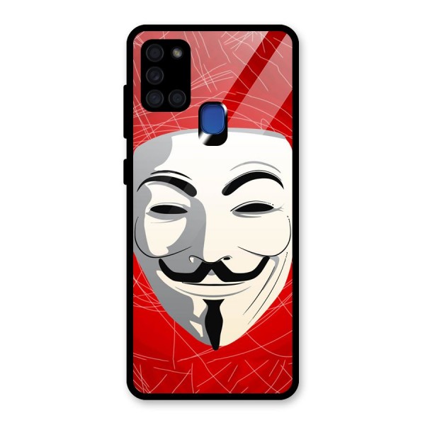 Anonymous Mask Abstract Glass Back Case for Galaxy A21s