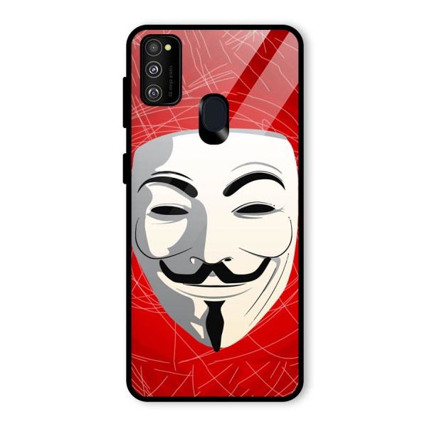 Anonymous Mask Abstract Glass Back Case for Galaxy M21