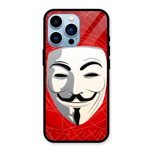 Anonymous Mask Abstract Glass Back Case for iPhone 13 Pro