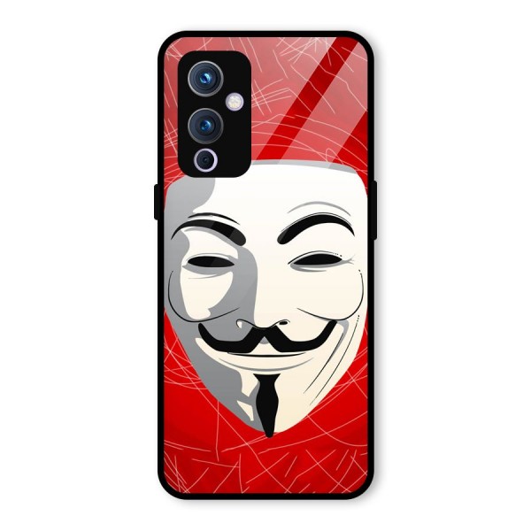 Anonymous Mask Abstract  Glass Back Case for OnePlus 9