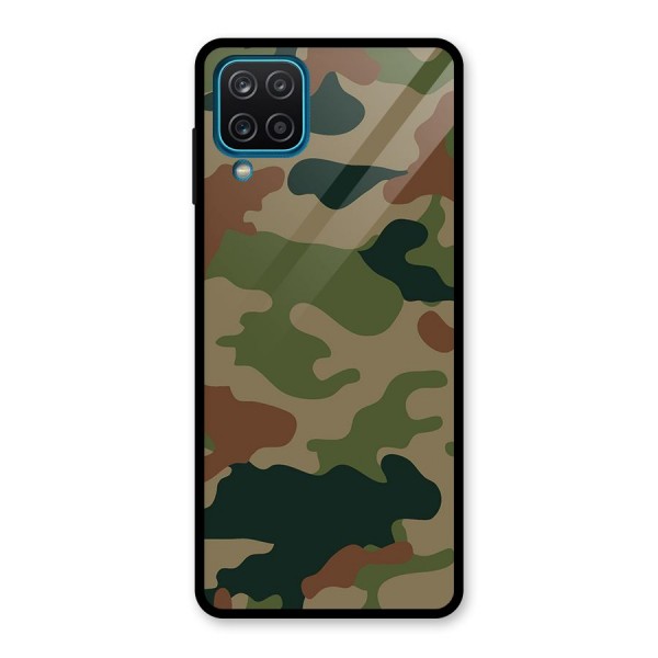 Army Camouflage Glass Back Case for Galaxy A12