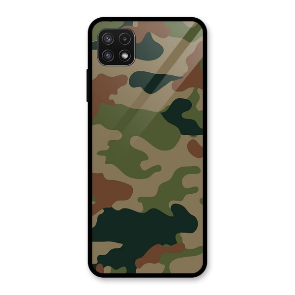 Army Camouflage Glass Back Case for Galaxy A22 5G