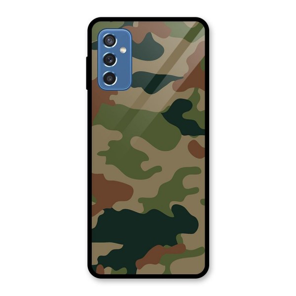 Army Camouflage Glass Back Case for Galaxy M52 5G