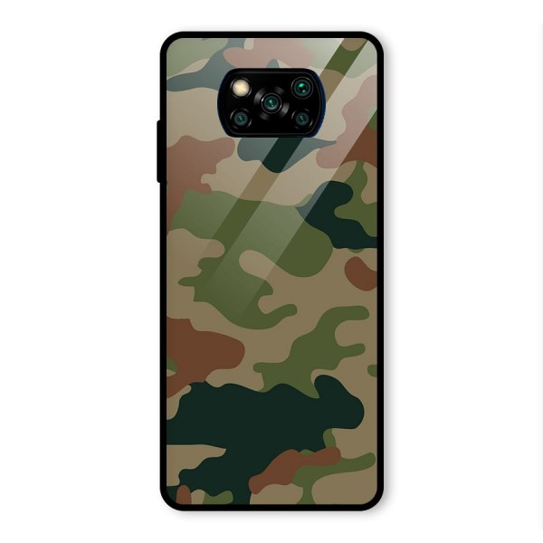 Army Camouflage Glass Back Case for Poco X3 Pro