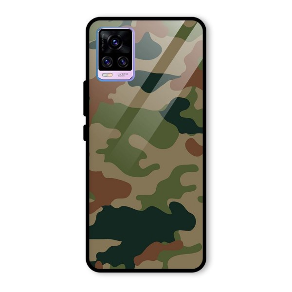 Army Camouflage Glass Back Case for Vivo V20 Pro