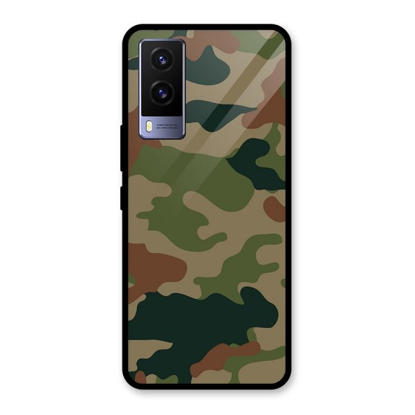 Army Camouflage Glass Back Case for Vivo V21e 5G