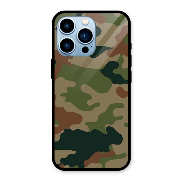 Army Camouflage Glass Back Case for iPhone 13 Pro