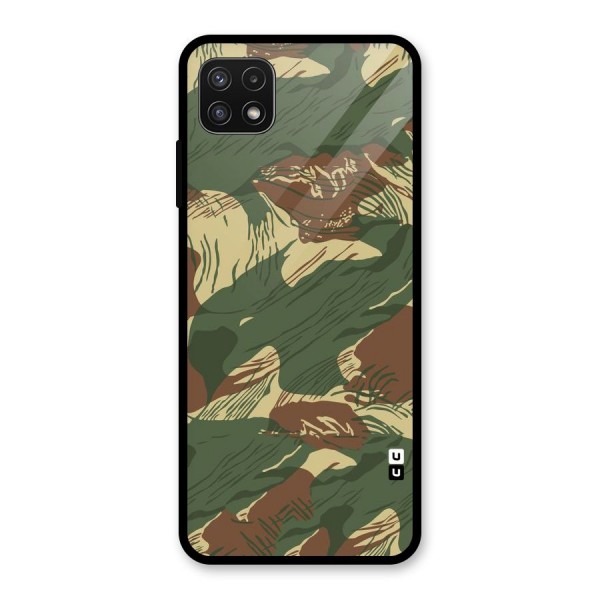 Army Design Glass Back Case for Galaxy A22 5G