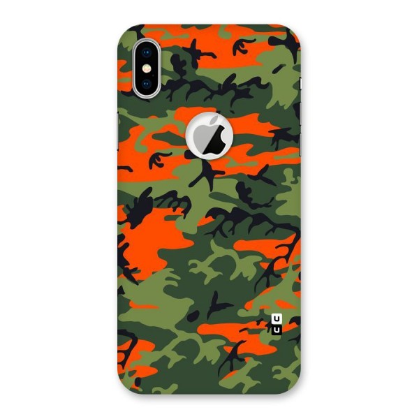 Army Pattern Back Case for iPhone XS Logo Cut