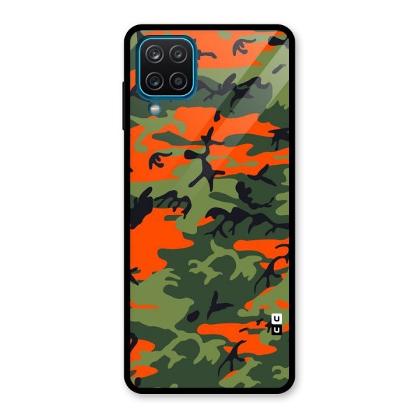 Army Pattern Glass Back Case for Galaxy A12