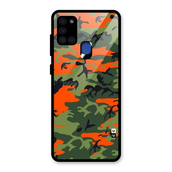 Army Pattern Glass Back Case for Galaxy A21s