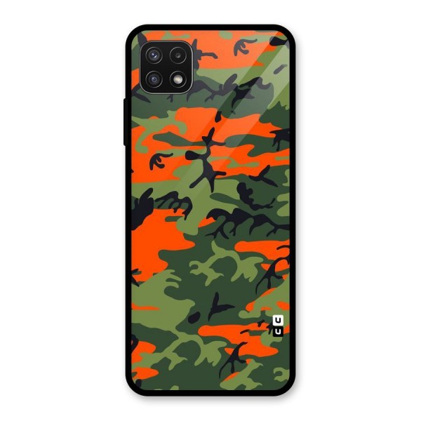 Army Pattern Glass Back Case for Galaxy A22 5G