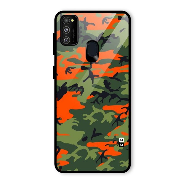 Army Pattern Glass Back Case for Galaxy M21