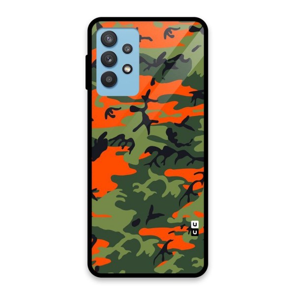 Army Pattern Glass Back Case for Galaxy M32 5G