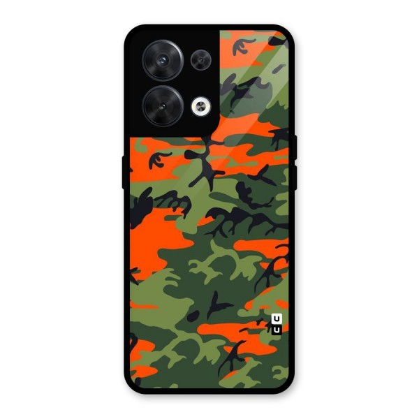 Army Pattern Glass Back Case for Oppo Reno8 5G