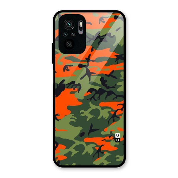 Army Pattern Glass Back Case for Redmi Note 10