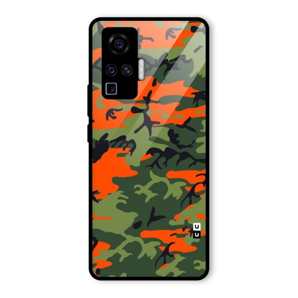 Army Pattern Glass Back Case for Vivo X50 Pro