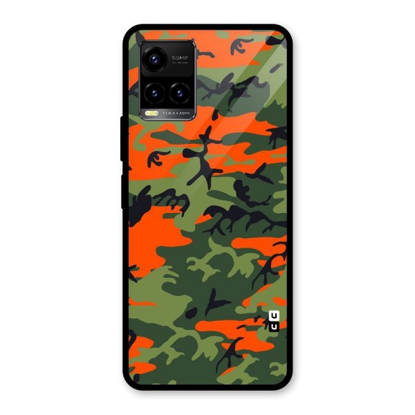 Army Pattern Glass Back Case for Vivo Y21 2021