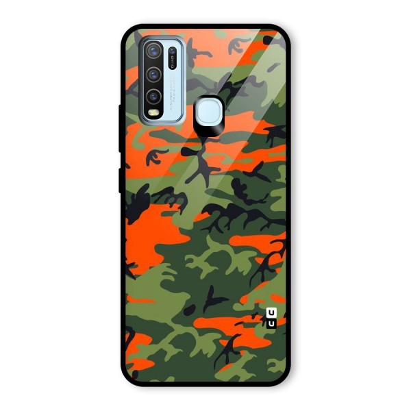 Army Pattern Glass Back Case for Vivo Y30