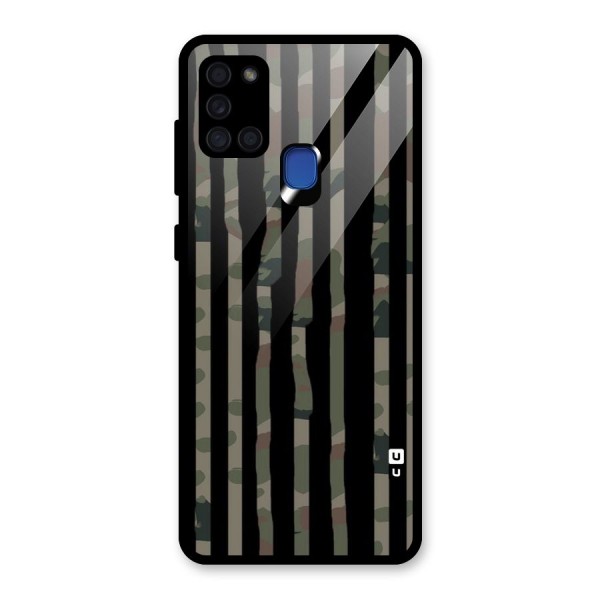 Army Stripes Glass Back Case for Galaxy A21s