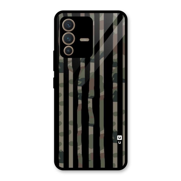 Army Stripes Glass Back Case for Vivo V23 5G