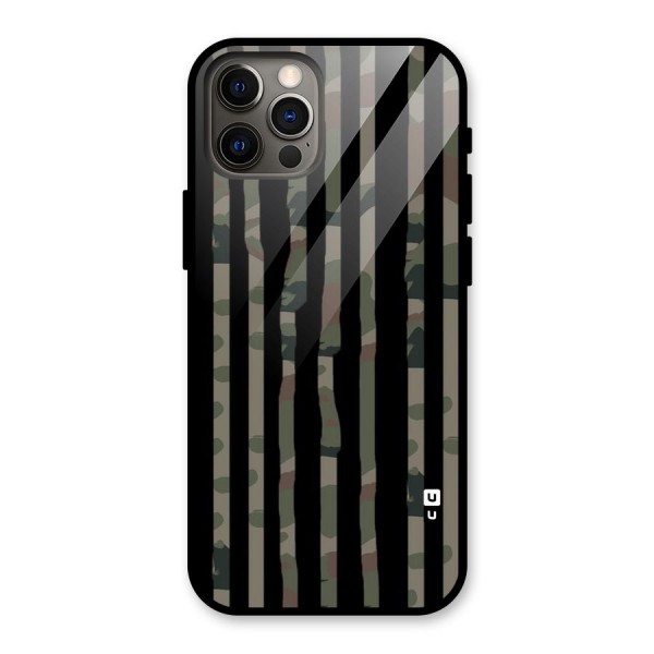 Army Stripes Glass Back Case for iPhone 12 Pro