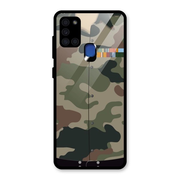 Army Uniform Glass Back Case for Galaxy A21s