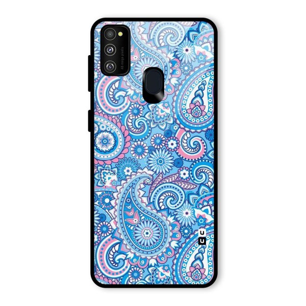 Artistic Blue Art Glass Back Case for Galaxy M21