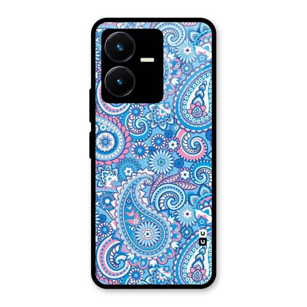 Artistic Blue Art Glass Back Case for Vivo Y22