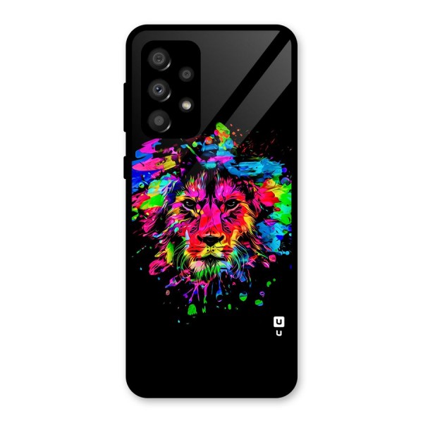 Artistic Lion Art Splash Glass Back Case for Galaxy A32