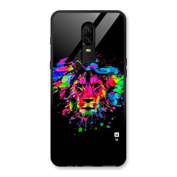Artistic Lion Art Splash Glass Back Case for OnePlus 6