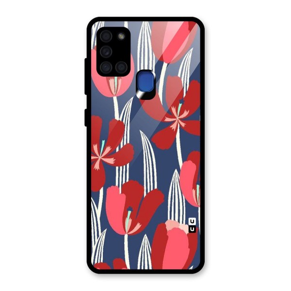 Artistic Tulips Glass Back Case for Galaxy A21s