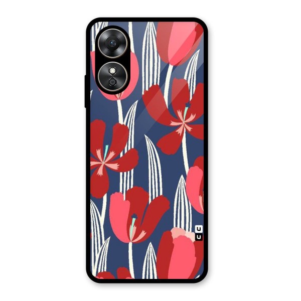 Artistic Tulips Glass Back Case for Oppo A17