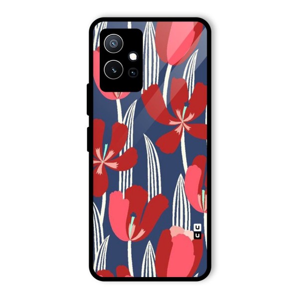 Artistic Tulips Glass Back Case for Vivo T1 5G