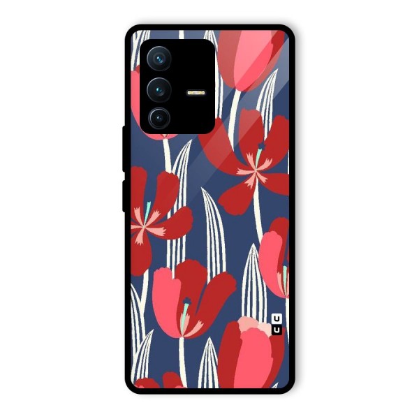 Artistic Tulips Glass Back Case for Vivo V23 Pro